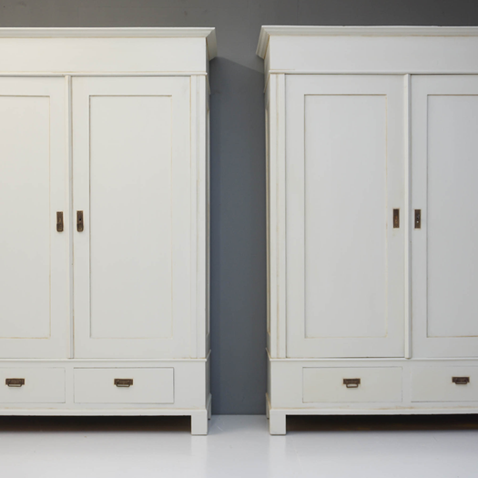 Pair of antique Continental wardrobes (knockdown)