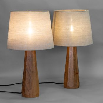 Pair of Teak Table Lamps