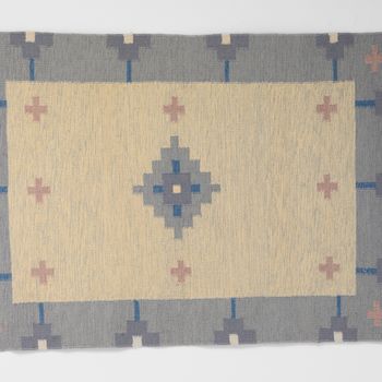 Blue and Cream Swedish Kilim