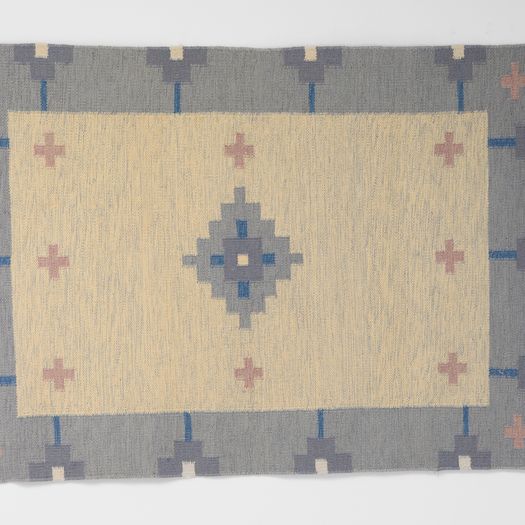 Blue and Cream Swedish Kilim