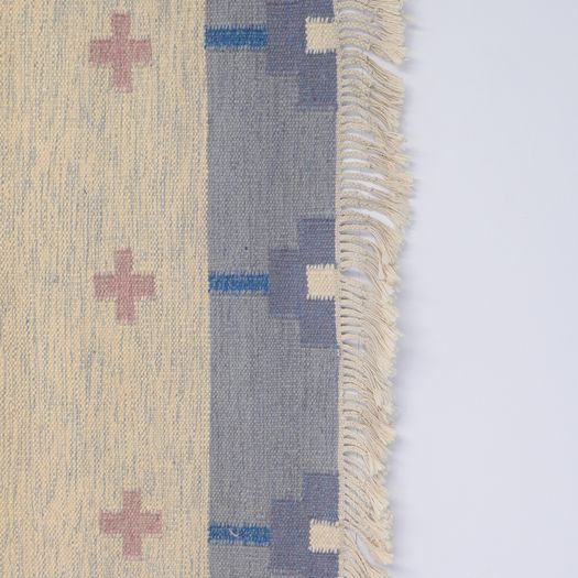 Blue and Cream Swedish Kilim