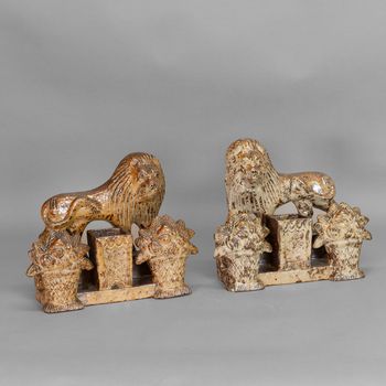 Stoneware Salt-glaze Ornamental Lion Spill Holders
