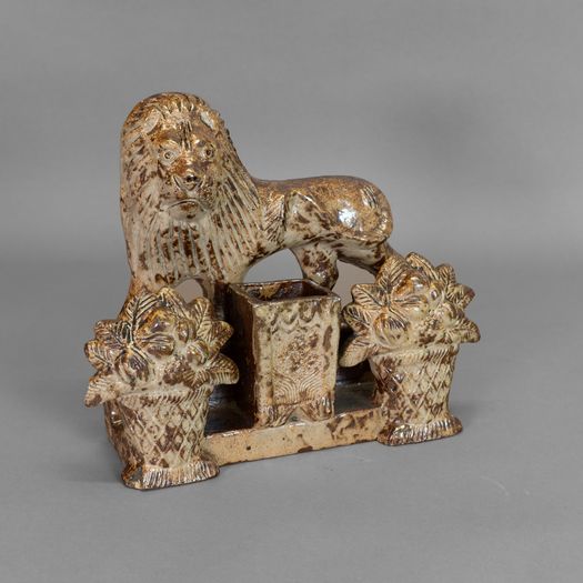 Stoneware Salt-glaze Ornamental Lion Spill Holders
