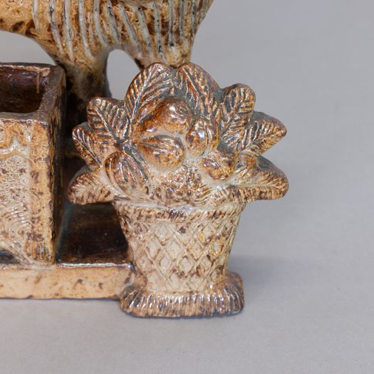 Stoneware Salt-glaze Ornamental Lion Spill Holders