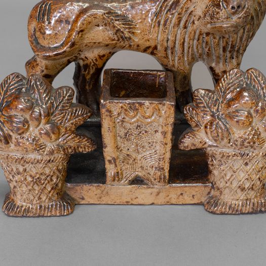 Stoneware Salt-glaze Ornamental Lion Spill Holders