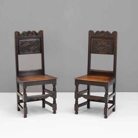 Pair of Oak Hall Chairs
