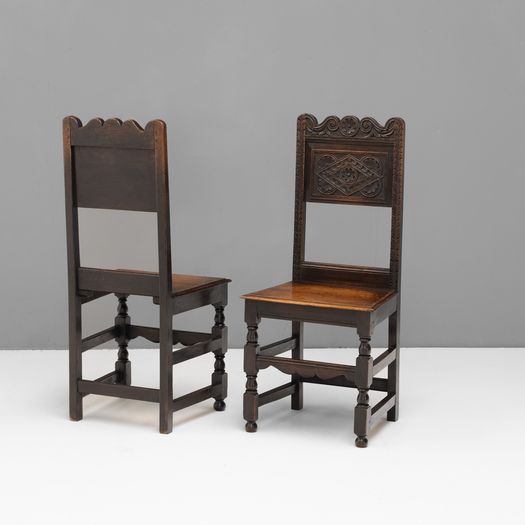 Pair of Oak Hall Chairs