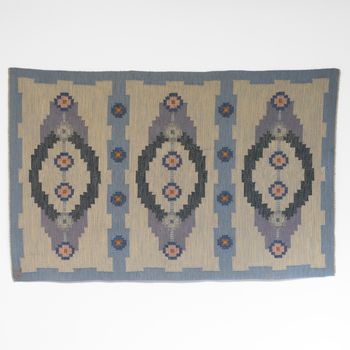 Mid-Century Swedish Kilim Signed TA