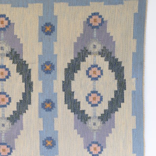 Mid-Century Swedish Kilim Signed TA
