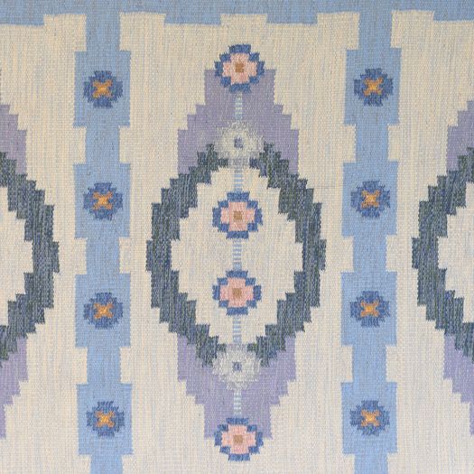 Mid-Century Swedish Kilim Signed TA