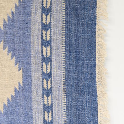 Mid-Century Swedish Kilim in Dark Blue Tones