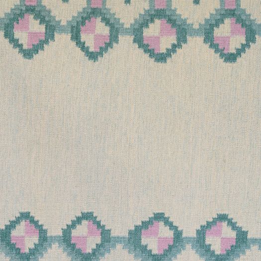 Mid-Century Swedish Kilim in Tones of Green and Pink