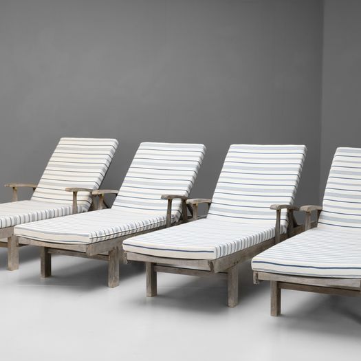 Four Teak Loungers