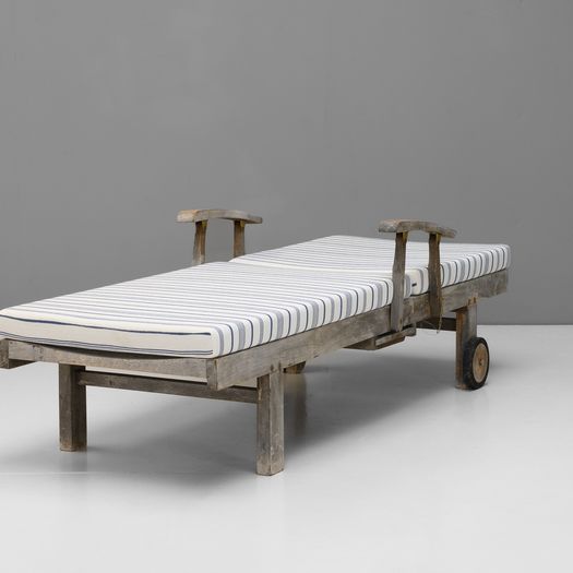 Four Teak Loungers