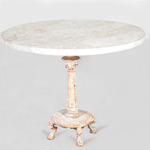 French 19th Century Cast Iron & Marble Table