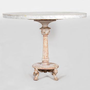 French 19th Century Cast Iron & Marble Table