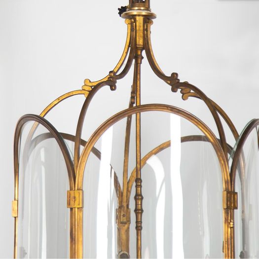 Large 19th Century French Gilt Bronze Hall Lantern