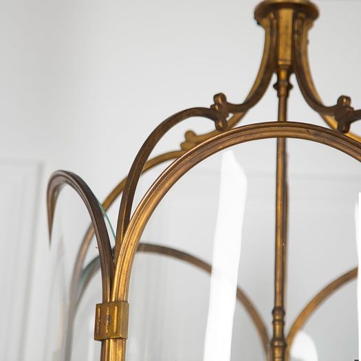 Large 19th Century French Gilt Bronze Hall Lantern