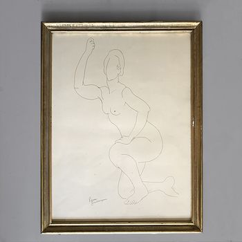 French c.1930s Pen and Ink Drawing