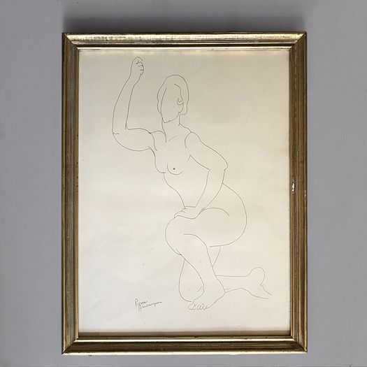 French c.1930s Pen and Ink Drawing