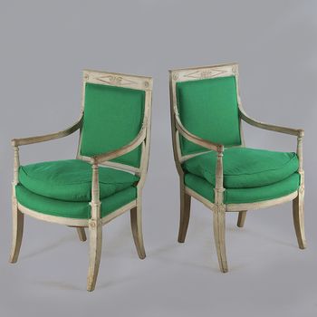 Pair of C18th French Painted Empire Chairs