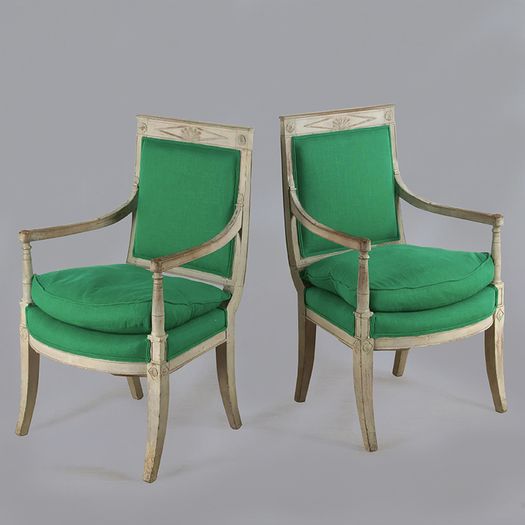 Pair of C18th French Painted Empire Chairs