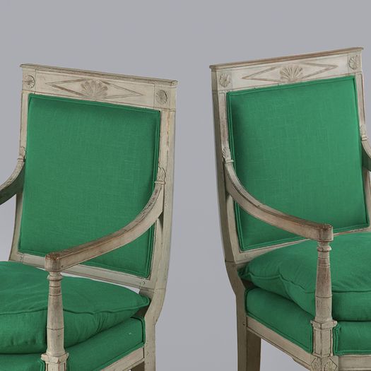 Pair of C18th French Painted Empire Chairs