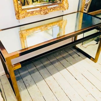 1970s Italian Romeo Rega Brass Banded Mirrored Console