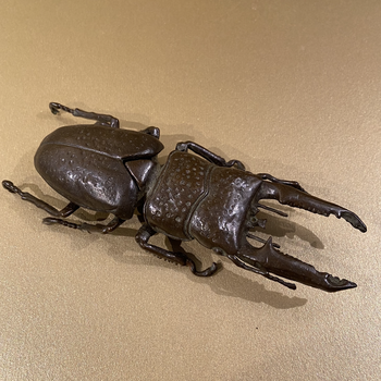 19th Century Japanese Bronze Signed Stag Beetle