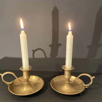 Pair of  Late 19th C Brass Candlesticks