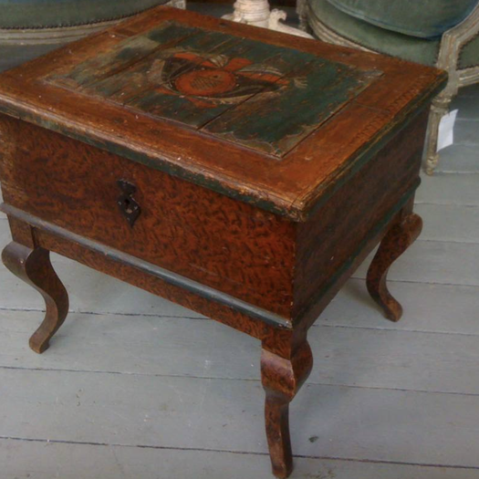 18th Century Swedish Painted Coffer on Legs