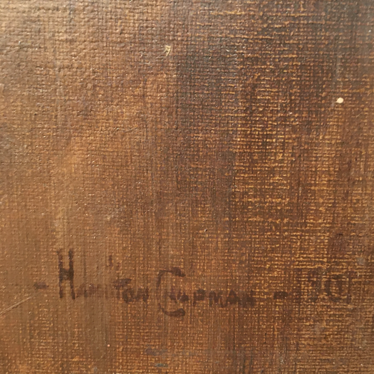 Antique Oil on Canvas Painting of Spaniel Head