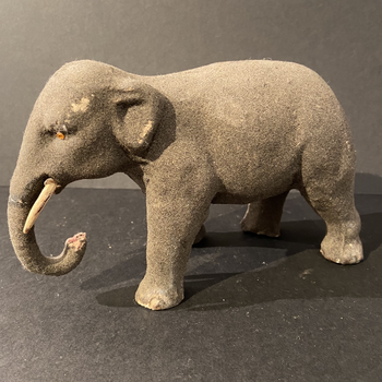 An Early 20th C Felted Carved Wooden Elephant Sculpture