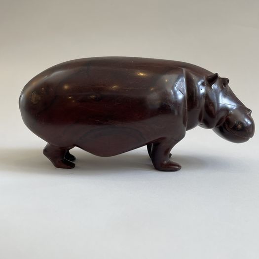 A Padauk Wood Hippo Sculpture