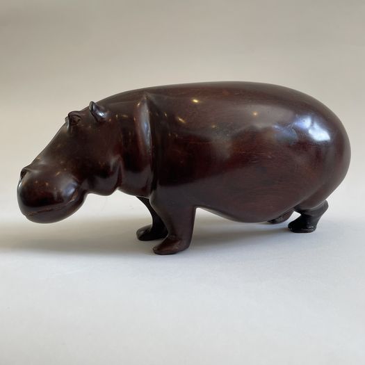 A Padauk Wood Hippo Sculpture
