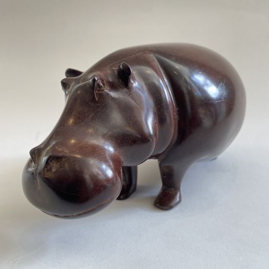 A Padauk Wood Hippo Sculpture