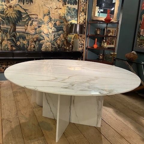 Italian Calacatta Marble Dining Table C. 1970