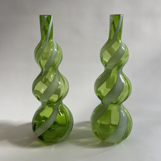 A Pair of Italian Handblown Glass Vases