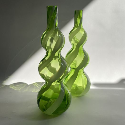 A Pair of Italian Handblown Glass Vases