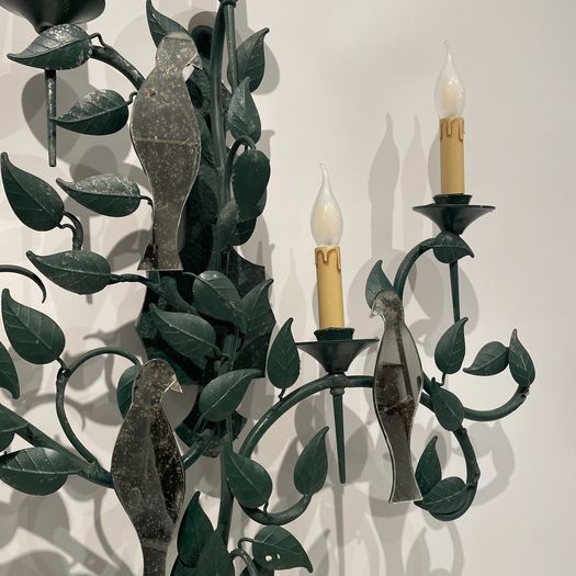 A Decorative Iron and Mirrored Wall Light