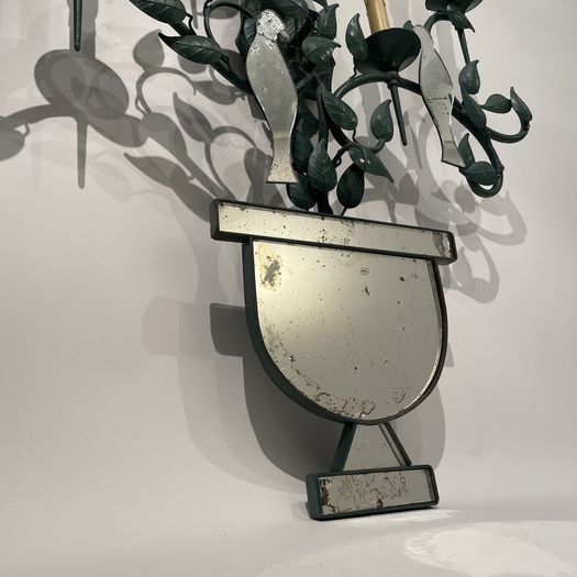 A Decorative Iron and Mirrored Wall Light
