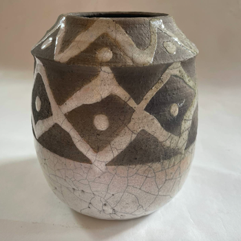 A Raku Style Monochrome Vase