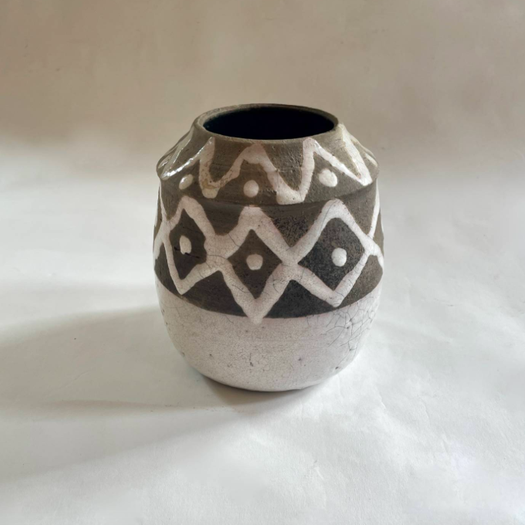 A Raku Style Monochrome Vase