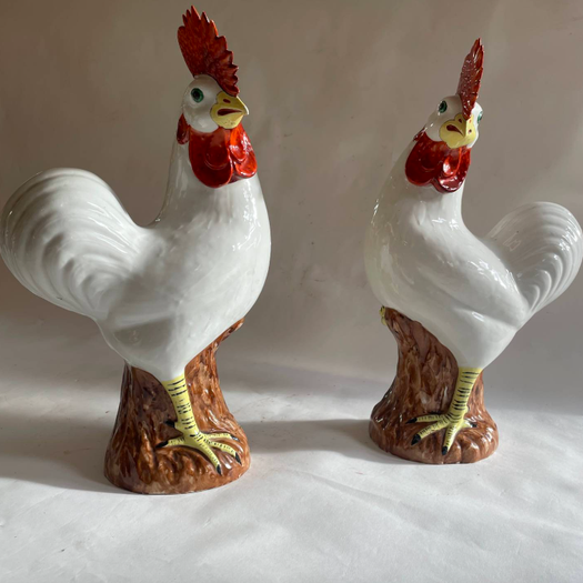 A Pair Of Chinese Export Roosters