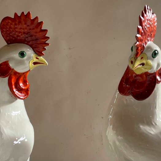 A Pair Of Chinese Export Roosters