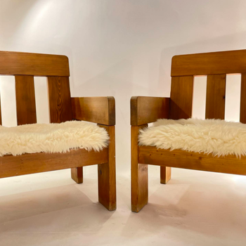 A Pair of French `Cube` Armchairs
