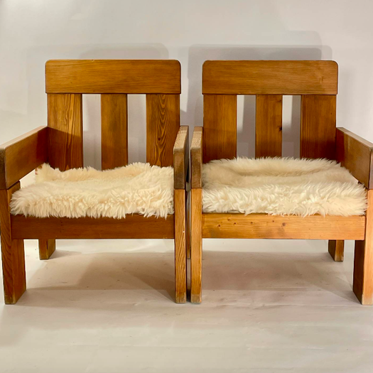A Pair of French `Cube` Armchairs