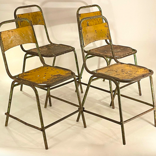 A Set of 4 French Metal Garden Chairs