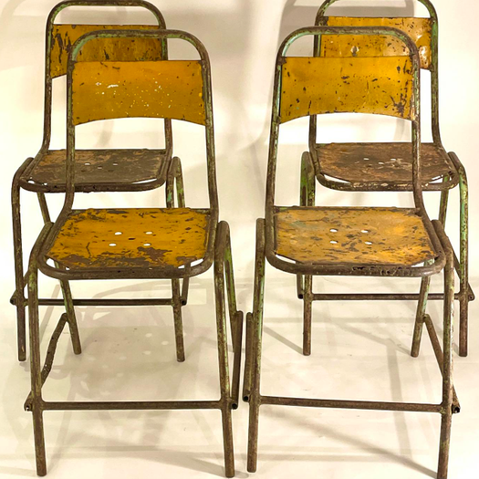 A Set of 4 French Metal Garden Chairs