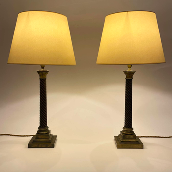 A Pair of French Column Lamps